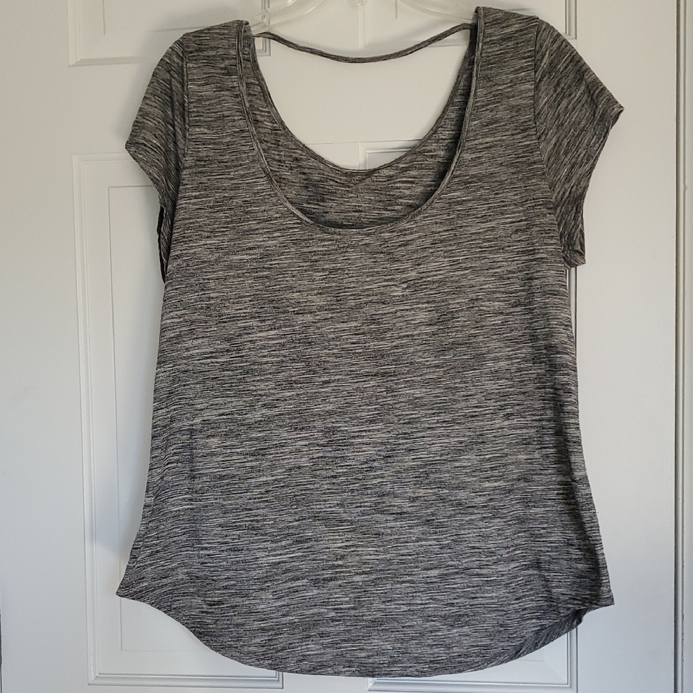 Women's Gray Short Sleeve Top Sz L